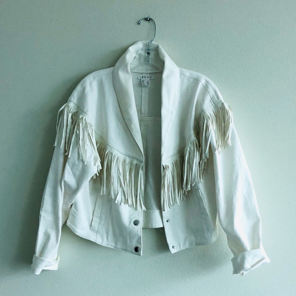 VENUS Crop Fringe Denim Jacket